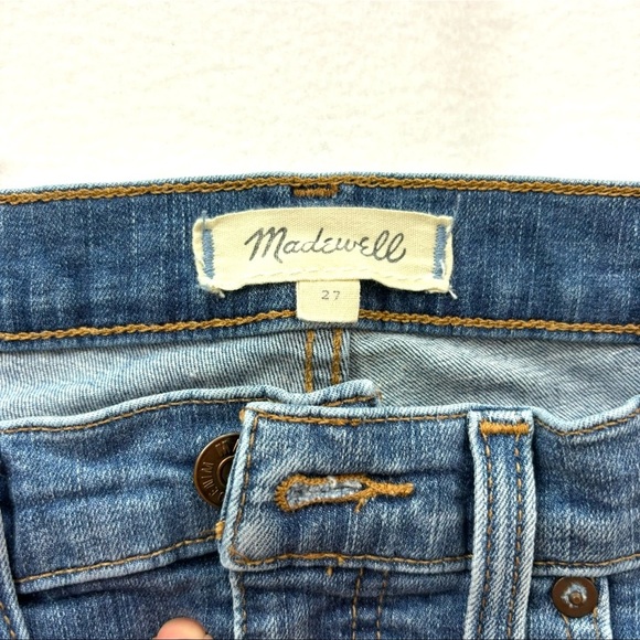 MADEWELL 10” Highrise Skinny Med Wash Faded Distress Stretch Ankle Jeans (27) - Picture 12 of 15